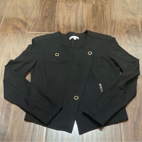 CAbi Black Moto Ponte Jacket Blazer Asymmetrical Design - Picture 1 of 7